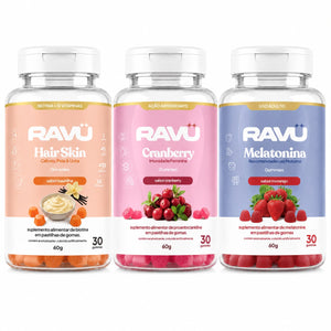 Combo Glow RAVU | Hair Skin + Nail, Cranberry e Melatonina RAVU