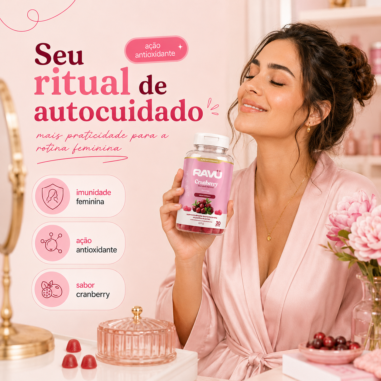 Cranberry Imunidade Feminina Gummy RAVU — Cranberry 150 g