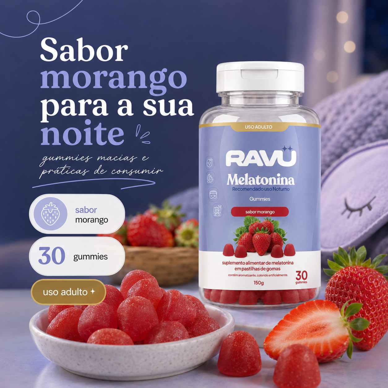 Melatonina Gummy RAVU | Morango 150 g