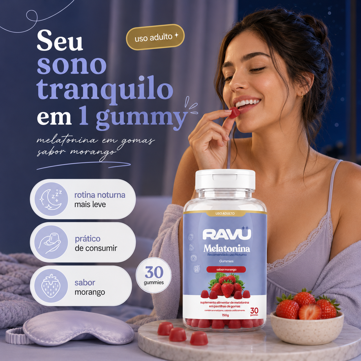 Melatonina Gummy RAVU | Morango 150 g