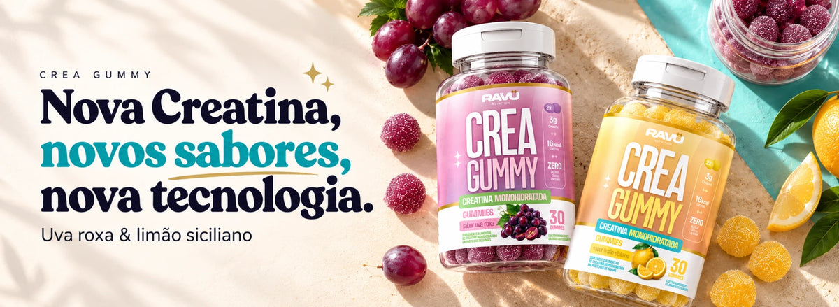 Nova Creatina, novos sabores, nova tecnologia: Crea Gummy sabores uva roxa e limão siciliano