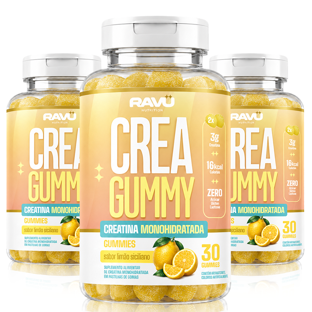 Creatina Gummy RAVU sabor limão siciliano — 3 potes
