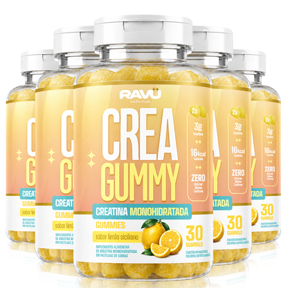 Creatina Gummy RAVU sabor limão siciliano — 5 potes