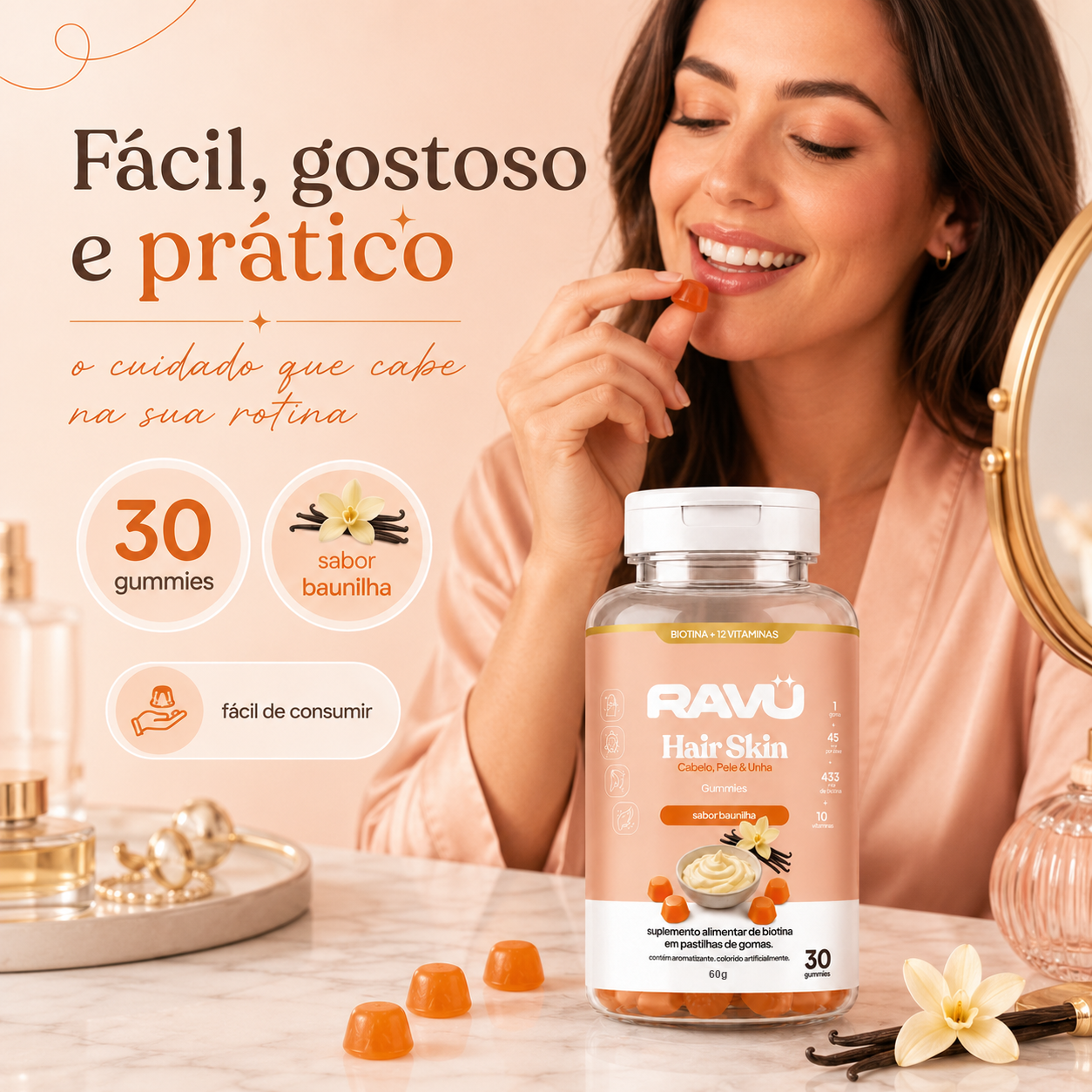 Hair Skin Gummy RAVU | Baunilha 150 g