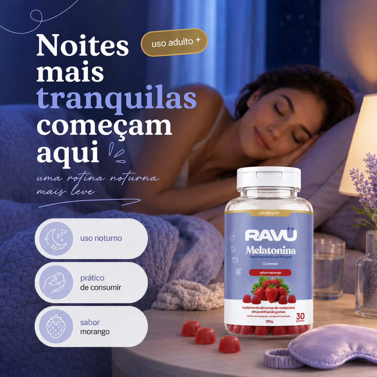 Melatonina Gummy RAVU | Morango 150 g