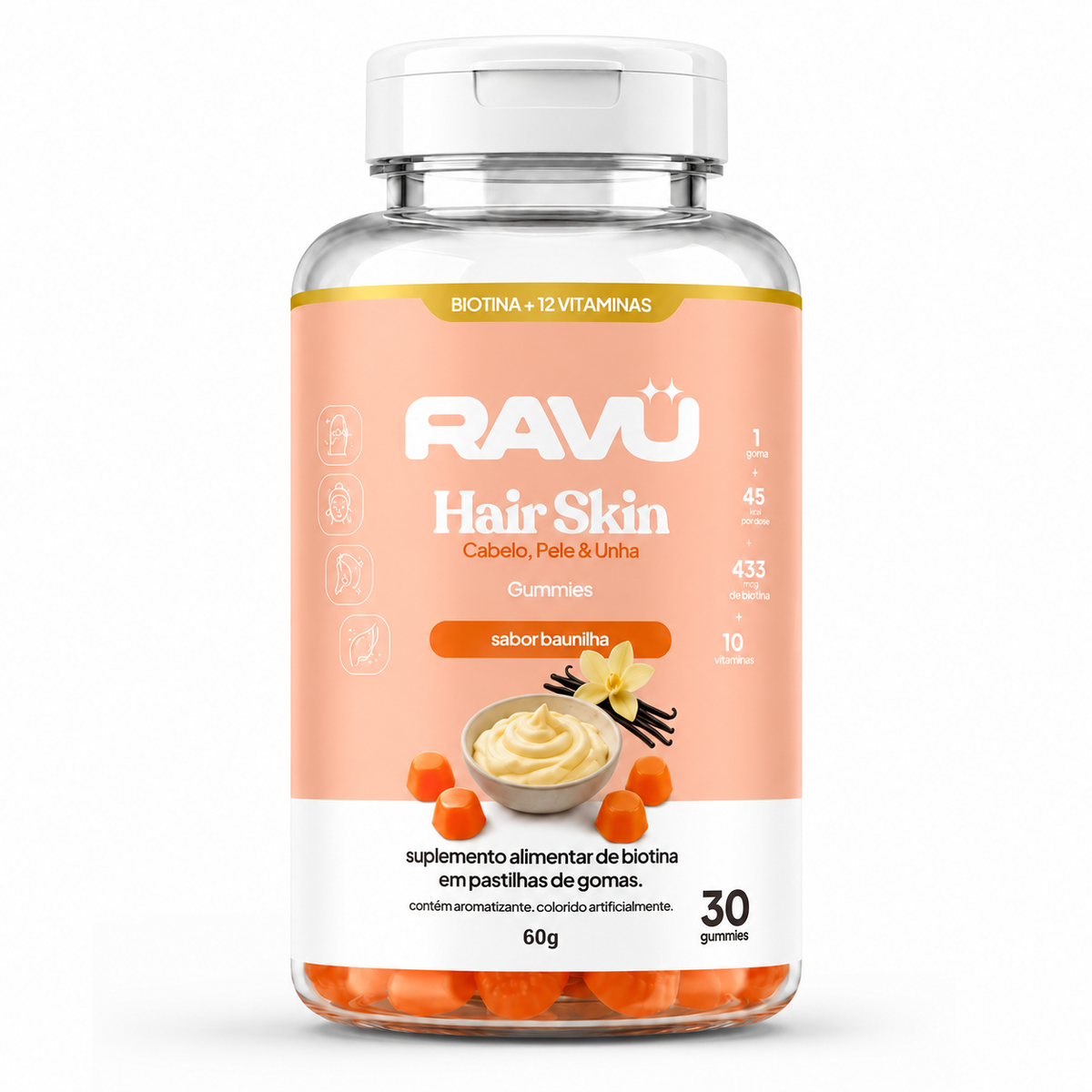 Hair Skin Gummy RAVU | Baunilha 90 g