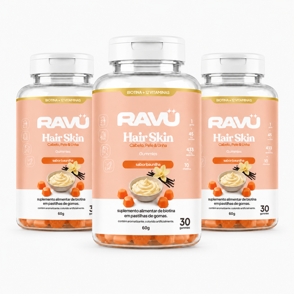 Hair Skin Gummy RAVU | Baunilha 90 g