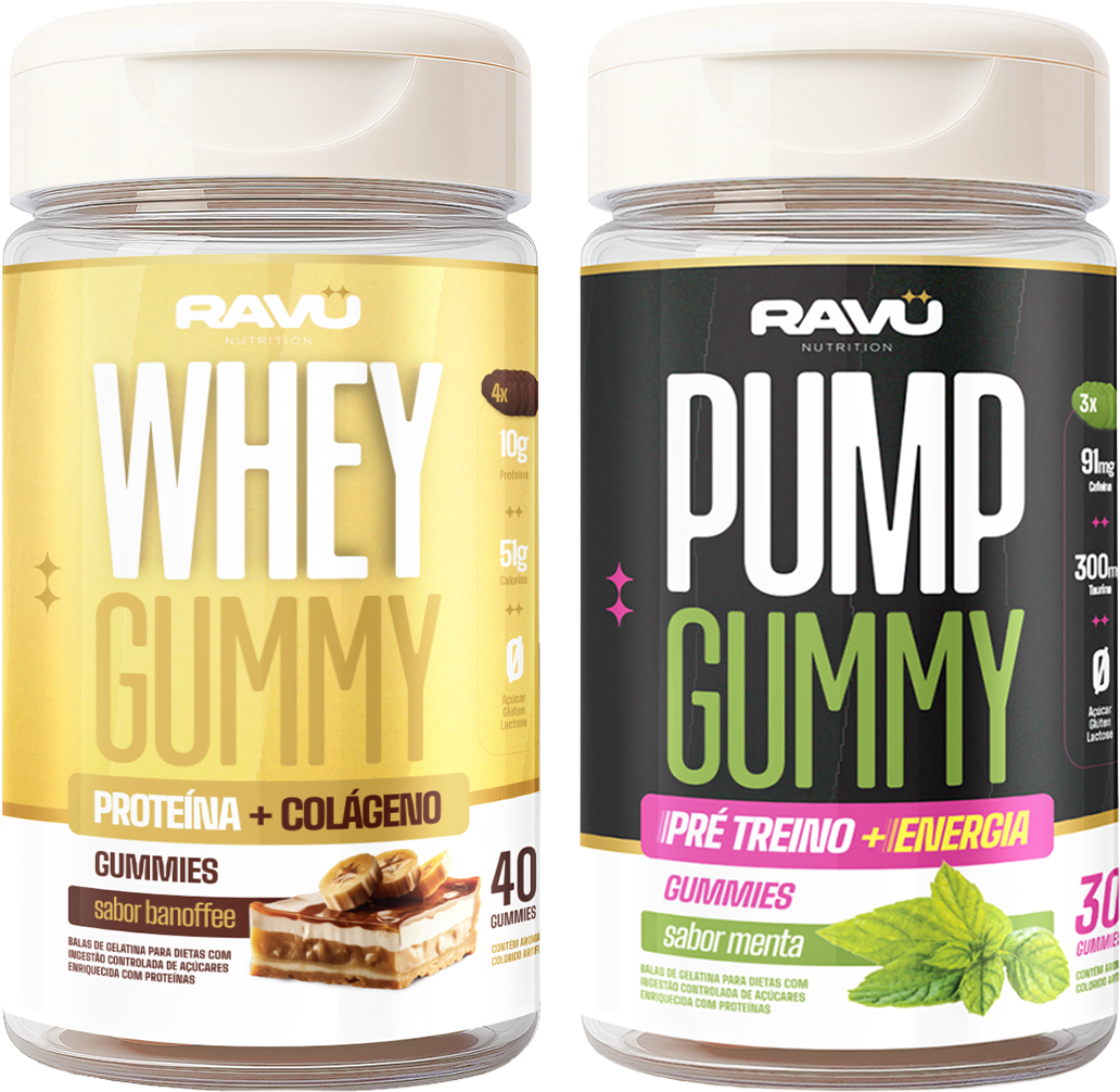 Potes do Whey Gummy Banoffe e do Pump Gummy