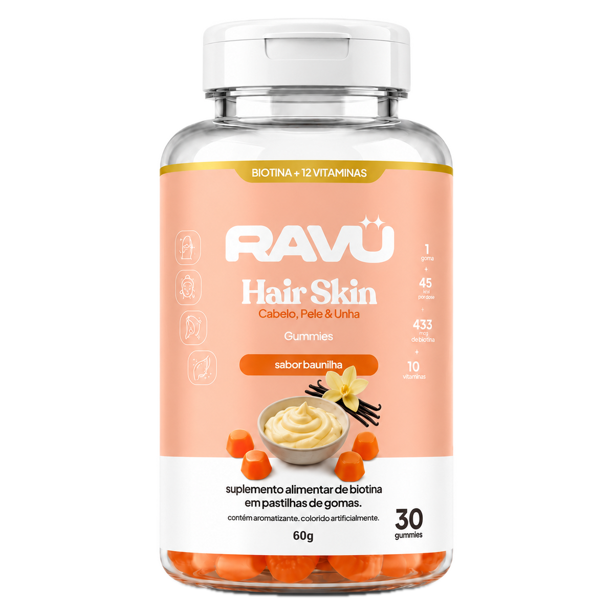Hair Skin Gummy RAVU | Baunilha 90 g